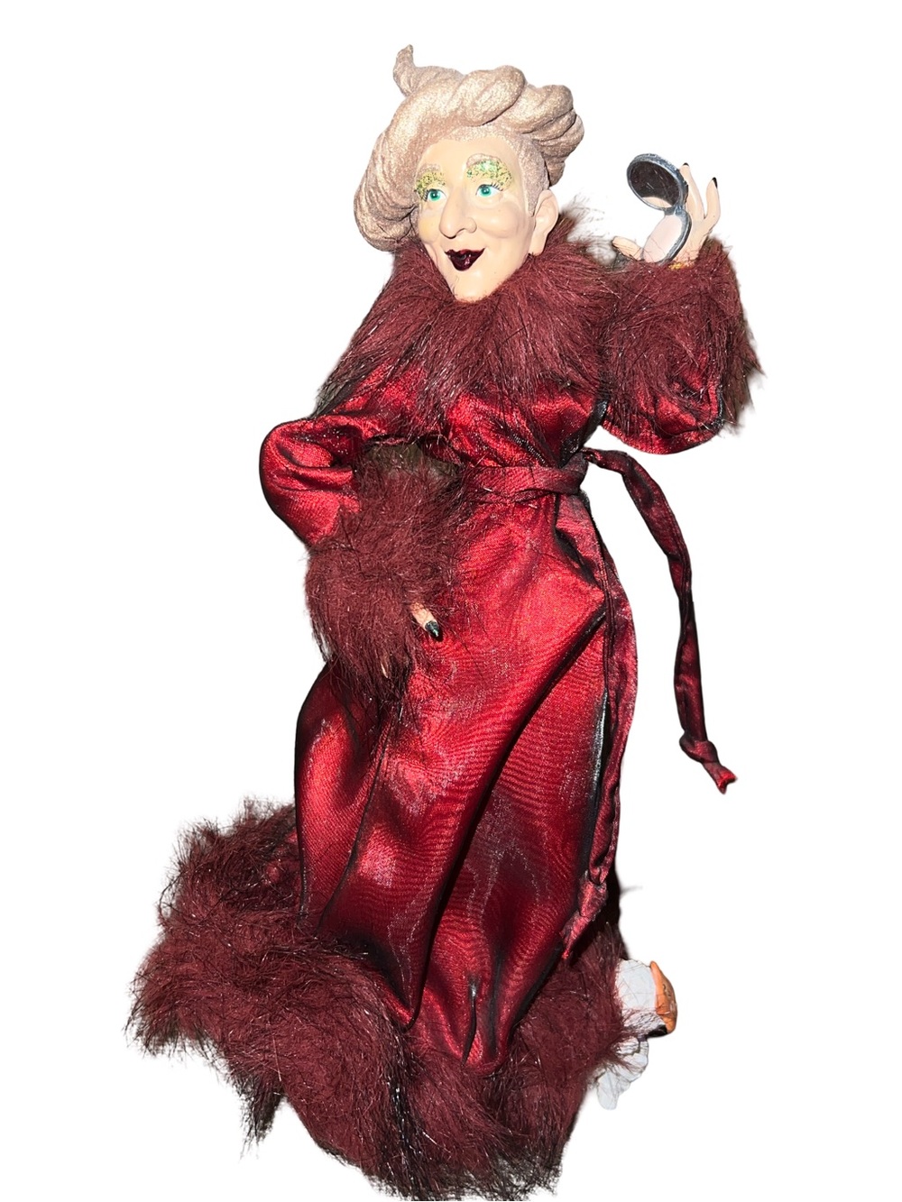 Possible Dreams 2003 Witch Figure Red Satin Coat Poodle Dog  Halloween 14”